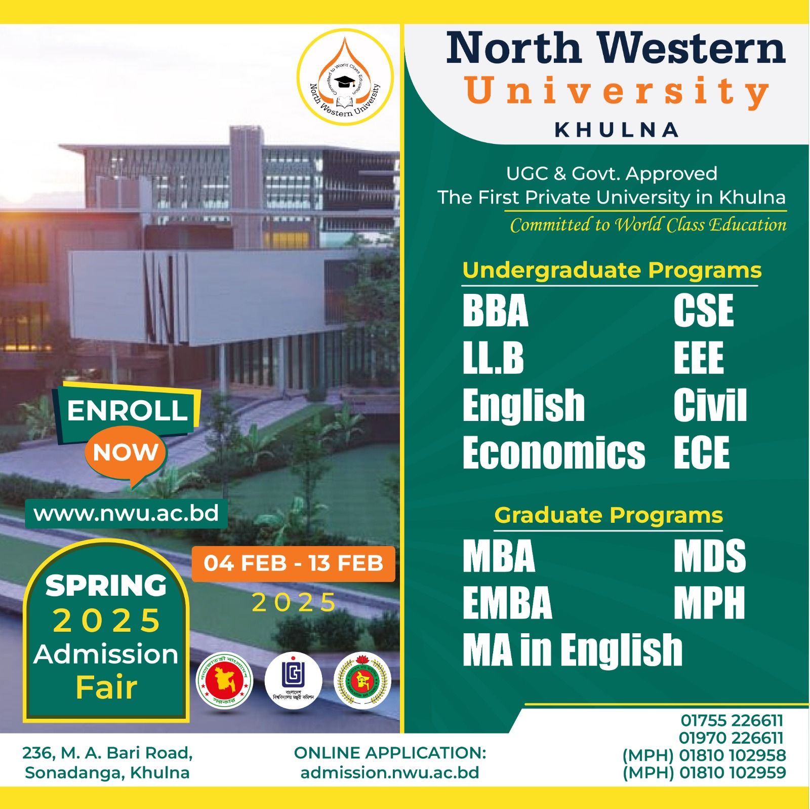 Admission Open for Spring Semester 2025